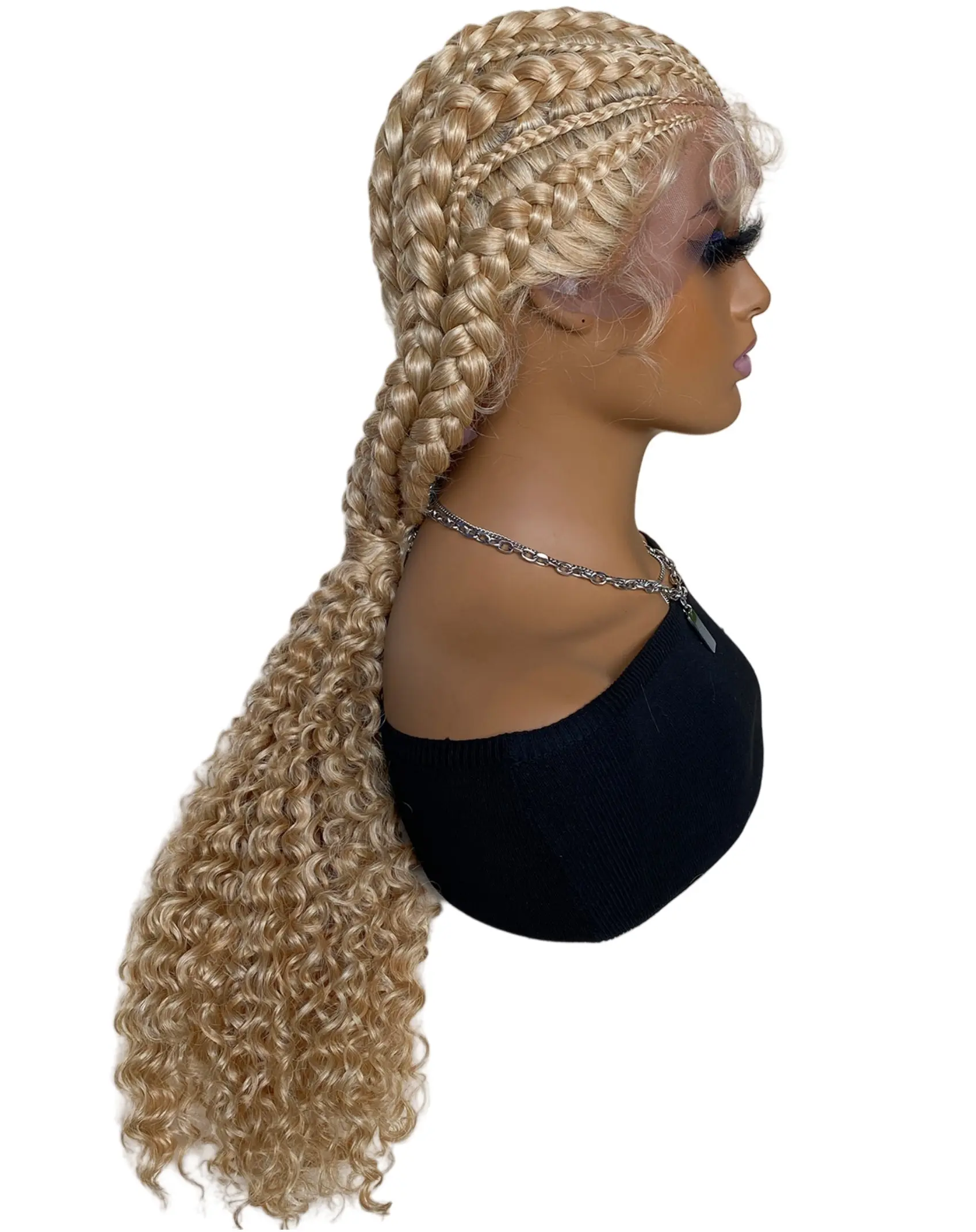 Synthetic Hair Braided Ponytailtail Lace Front Wigs 28 Inch Kinky Curly Frontal With Baby Hair For Afro Women