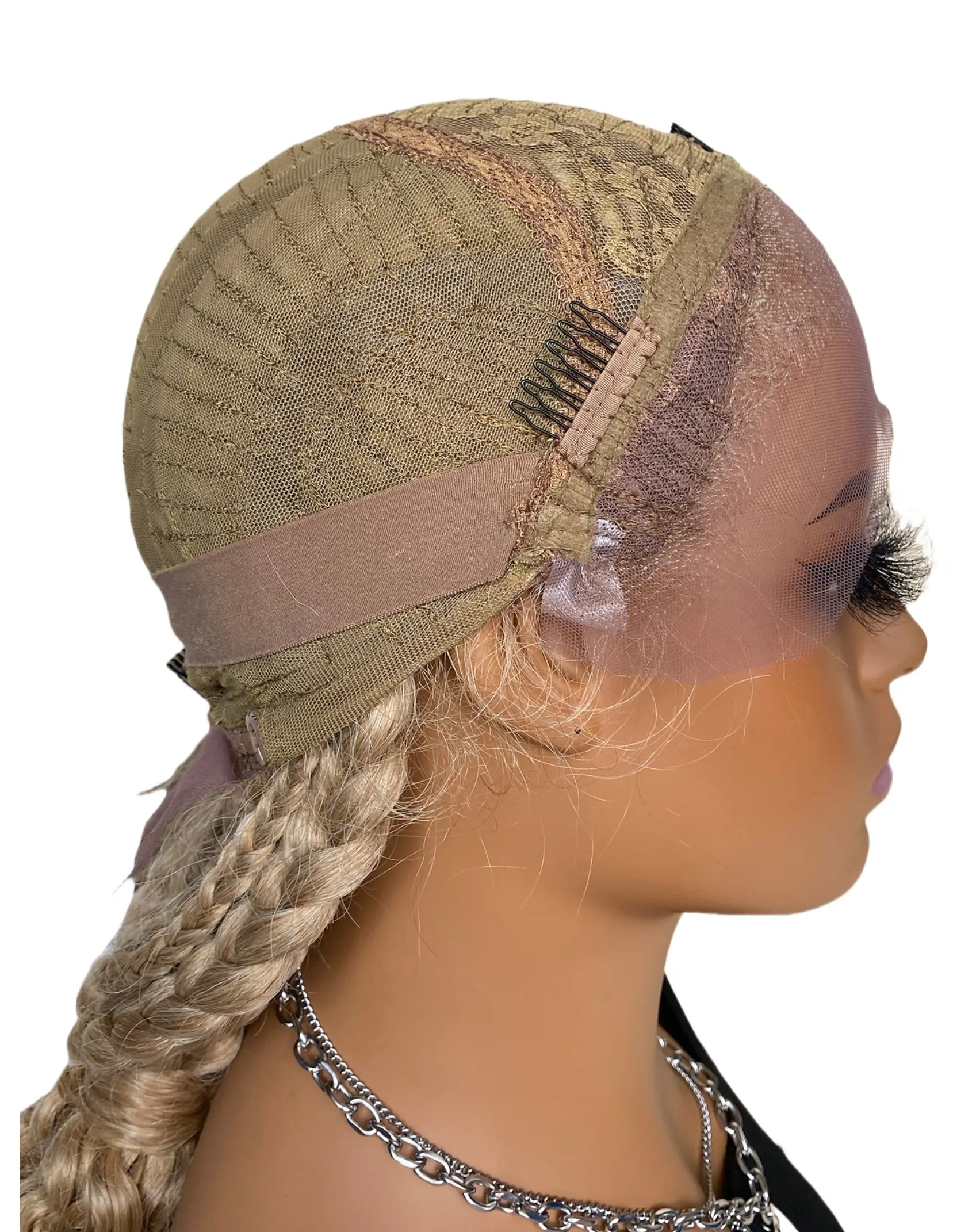 Synthetic Hair Braided Ponytailtail Lace Front Wigs 28 Inch Kinky Curly Frontal With Baby Hair For Afro Women