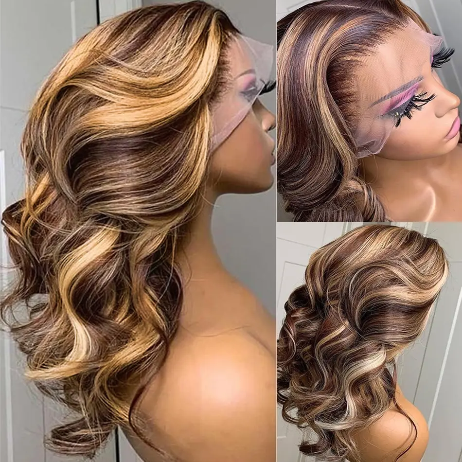 Highlight Wig 100% Human Hair 13x6 Hd Lace Frontal Wig 13x4 Honey Blonde Body Wave Lace Front Wigs Woman Brazilian Glueless Wig