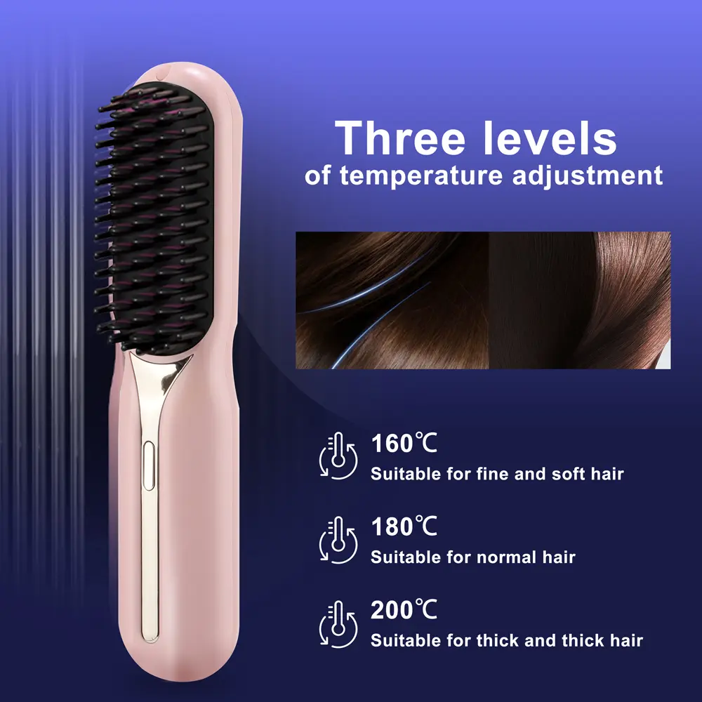 Wireless Hair Straightener Brush Women Fast Heating Portable Hair Comb Professional Fashion Portable Hair Straight Styling Tools