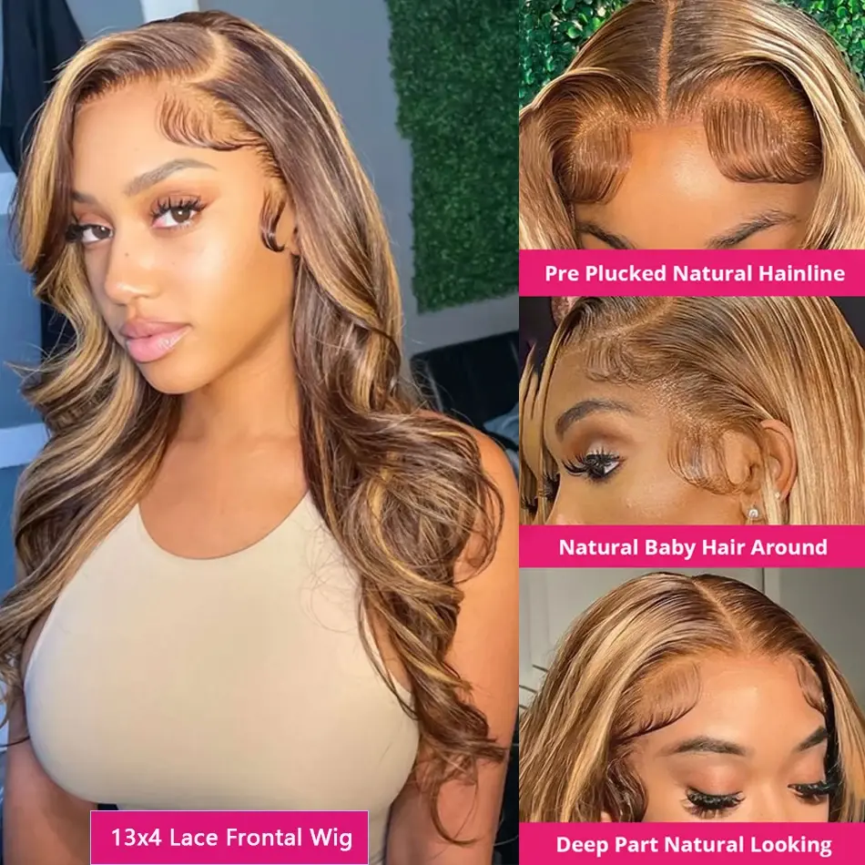Highlight Wig 100% Human Hair 13x6 Hd Lace Frontal Wig 13x4 Honey Blonde Body Wave Lace Front Wigs Woman Brazilian Glueless Wig