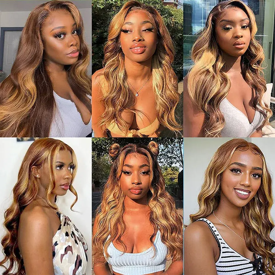 Highlight Wig 100% Human Hair 13x6 Hd Lace Frontal Wig 13x4 Honey Blonde Body Wave Lace Front Wigs Woman Brazilian Glueless Wig