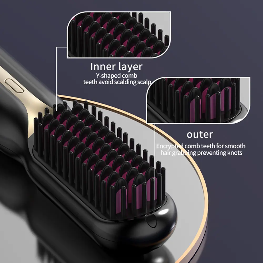 Wireless Hair Straightener Brush Women Fast Heating Portable Hair Comb Professional Fashion Portable Hair Straight Styling Tools