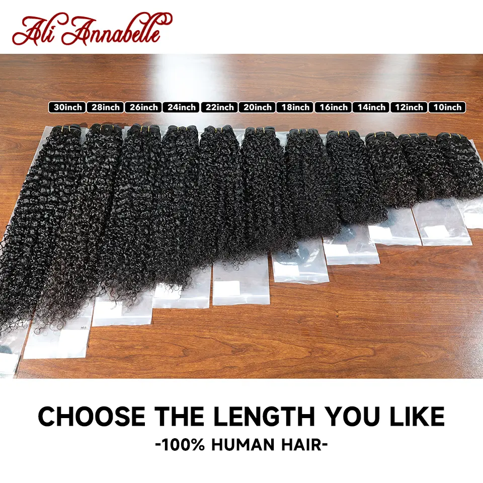 ALI ANNABELLE HAIR Brazilian Curly Hair Bundles 100% Human Hair Weave Bundle 1/3/4 Pieces Natural Color Remy Kinky Curly Bundles