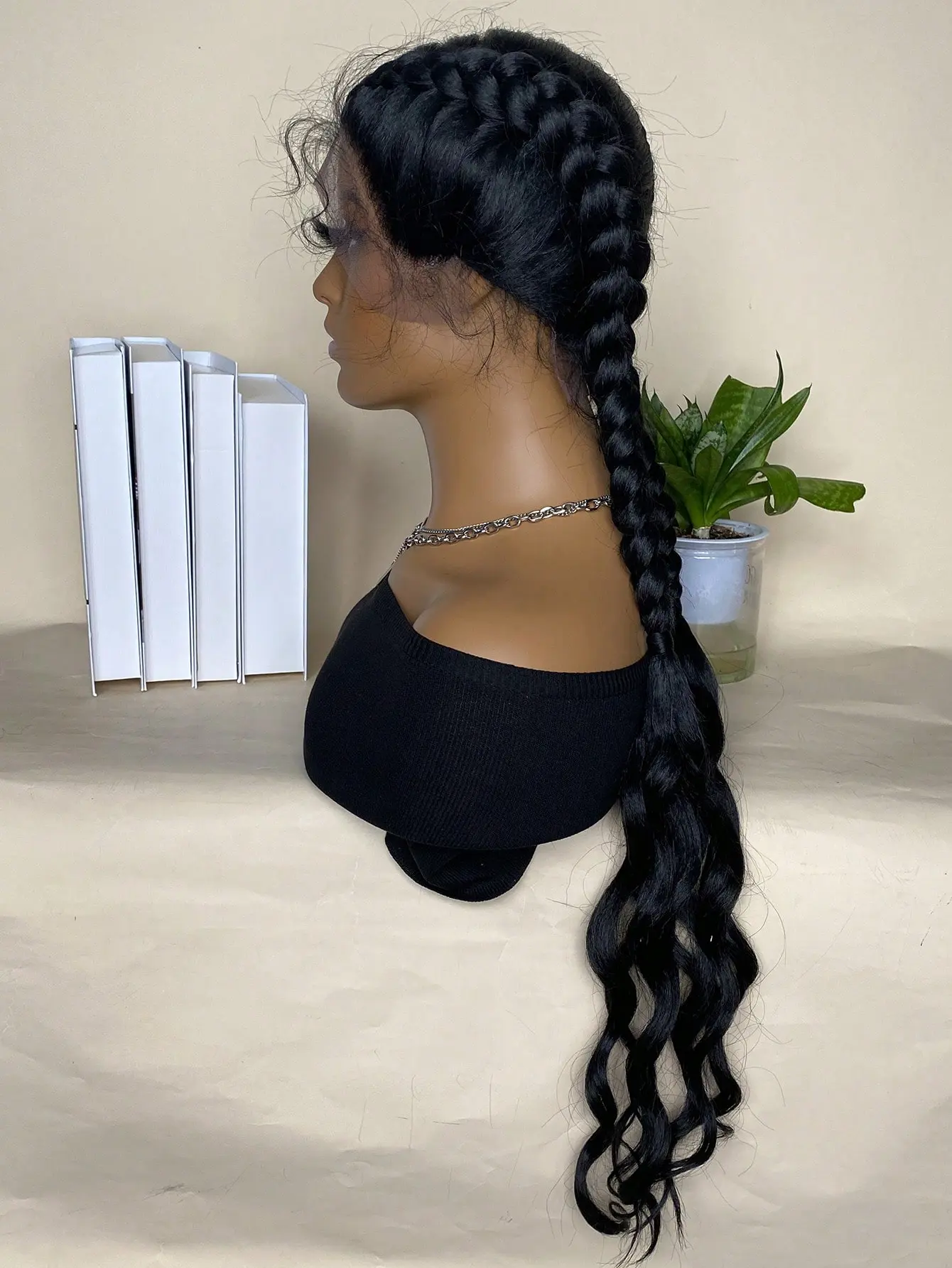Synthetic Braided Wigs Lace Front Wig for Black Women 30 Inch Lace Wigs with Baby Hair Box Braid Wig