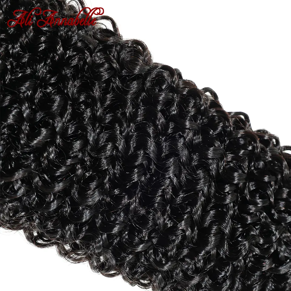 ALI ANNABELLE HAIR Brazilian Curly Hair Bundles 100% Human Hair Weave Bundle 1/3/4 Pieces Natural Color Remy Kinky Curly Bundles