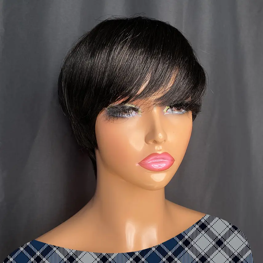 Short Pixie Cut Wigs Human Hair Wigs For Women Brazilian Human Hair Short Layered Pixie Cut Wigs With Bangs Machine Made