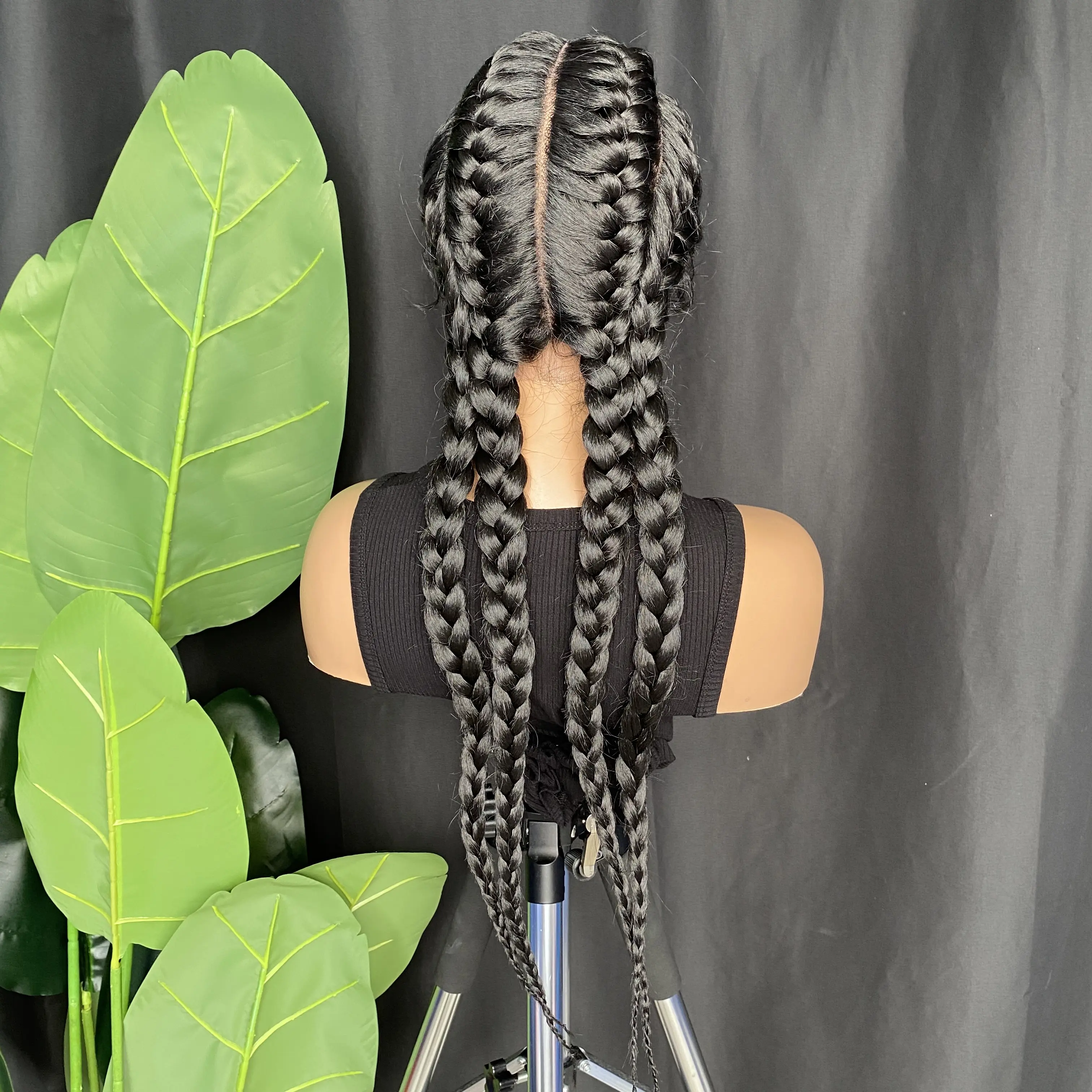 24 Inches Synthetic Lace Wigs Braided Wigs With Baby Hair Box Braids Wig For Black Women Lace Front Wigs