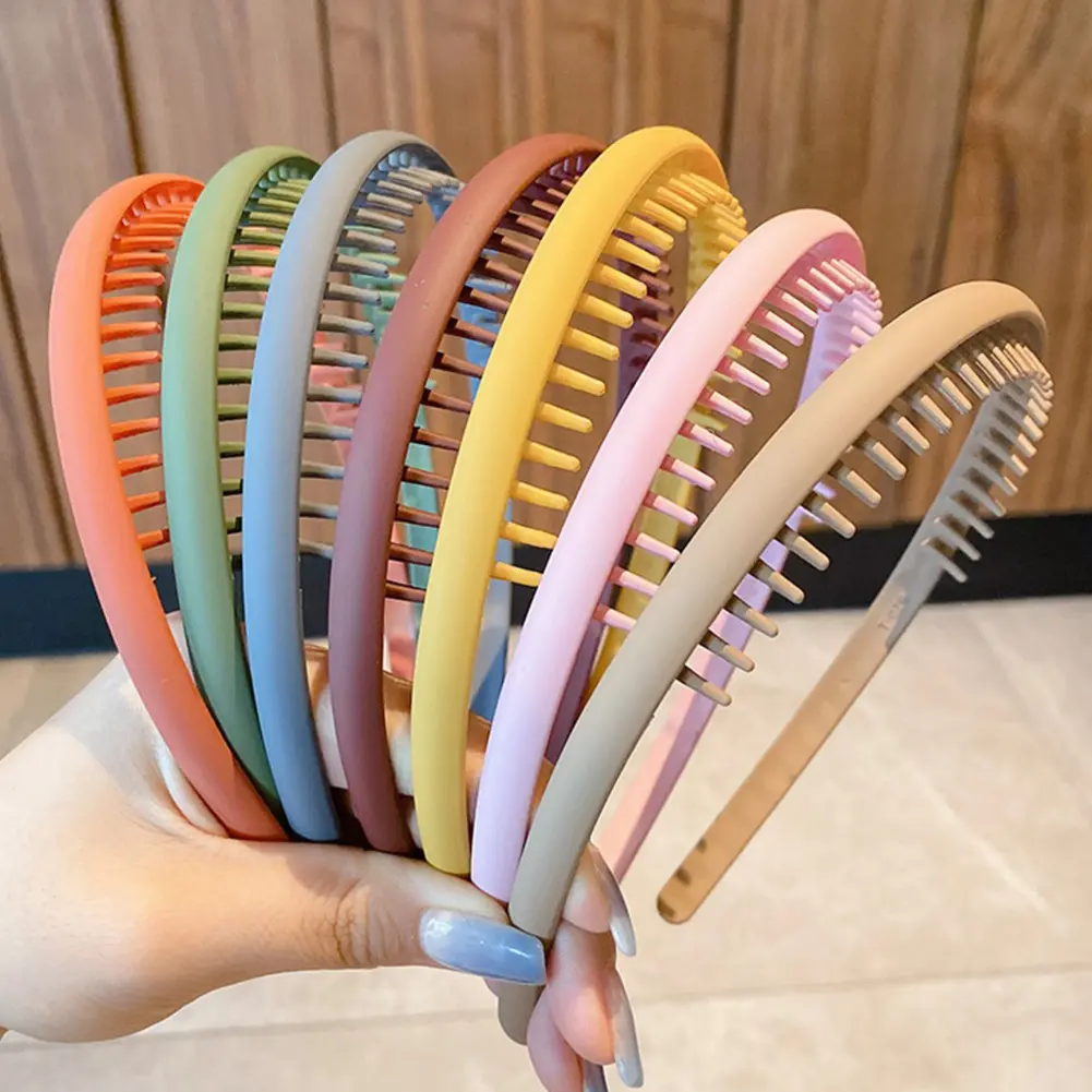 Women Simple Colorful Matte Toothed Hairbands Broken Hair Finishing Headband Outdoor Hair Hoop Headwear Fashion Hair Accessories