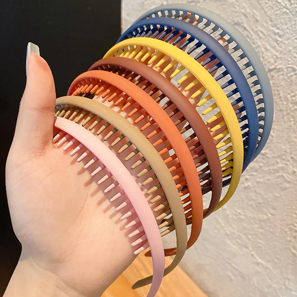 Women Simple Colorful Matte Toothed Hairbands Broken Hair Finishing Headband Outdoor Hair Hoop Headwear Fashion Hair Accessories