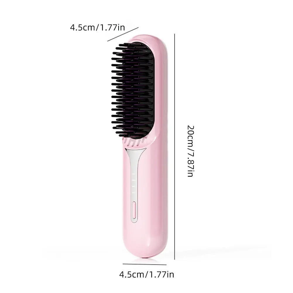 Adjustable Temperature Hair Brush Cordless Hair Straightener Brush with Fast Heating Negative Ions for Fluffy Curly for Electric