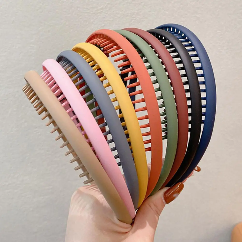 Women Simple Colorful Matte Toothed Hairbands Broken Hair Finishing Headband Outdoor Hair Hoop Headwear Fashion Hair Accessories