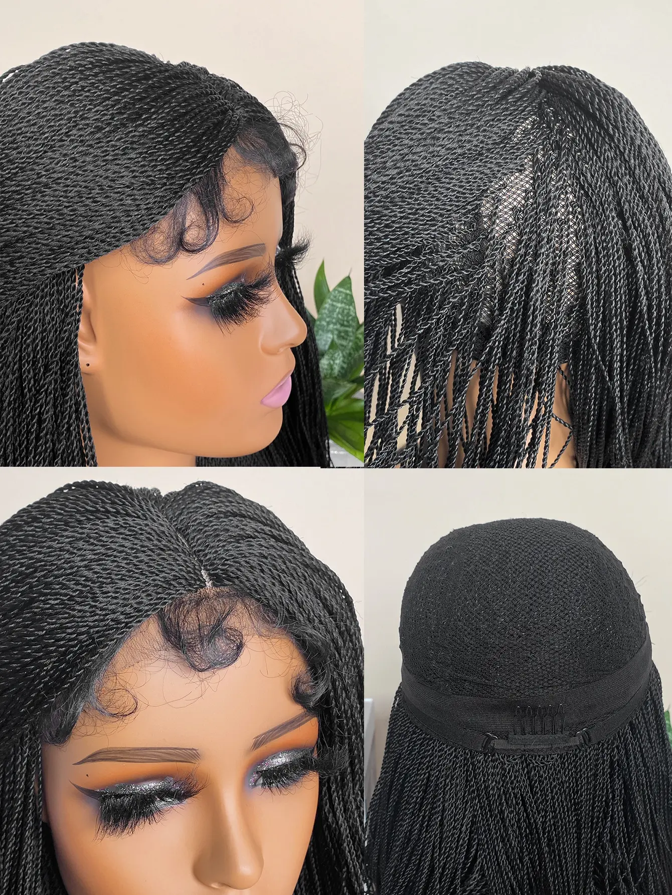 Synthetic Lace Braided Wigs Twists Braided wig with Baby Hair 24inch Black Braided Lace Front Wigs for Black Women