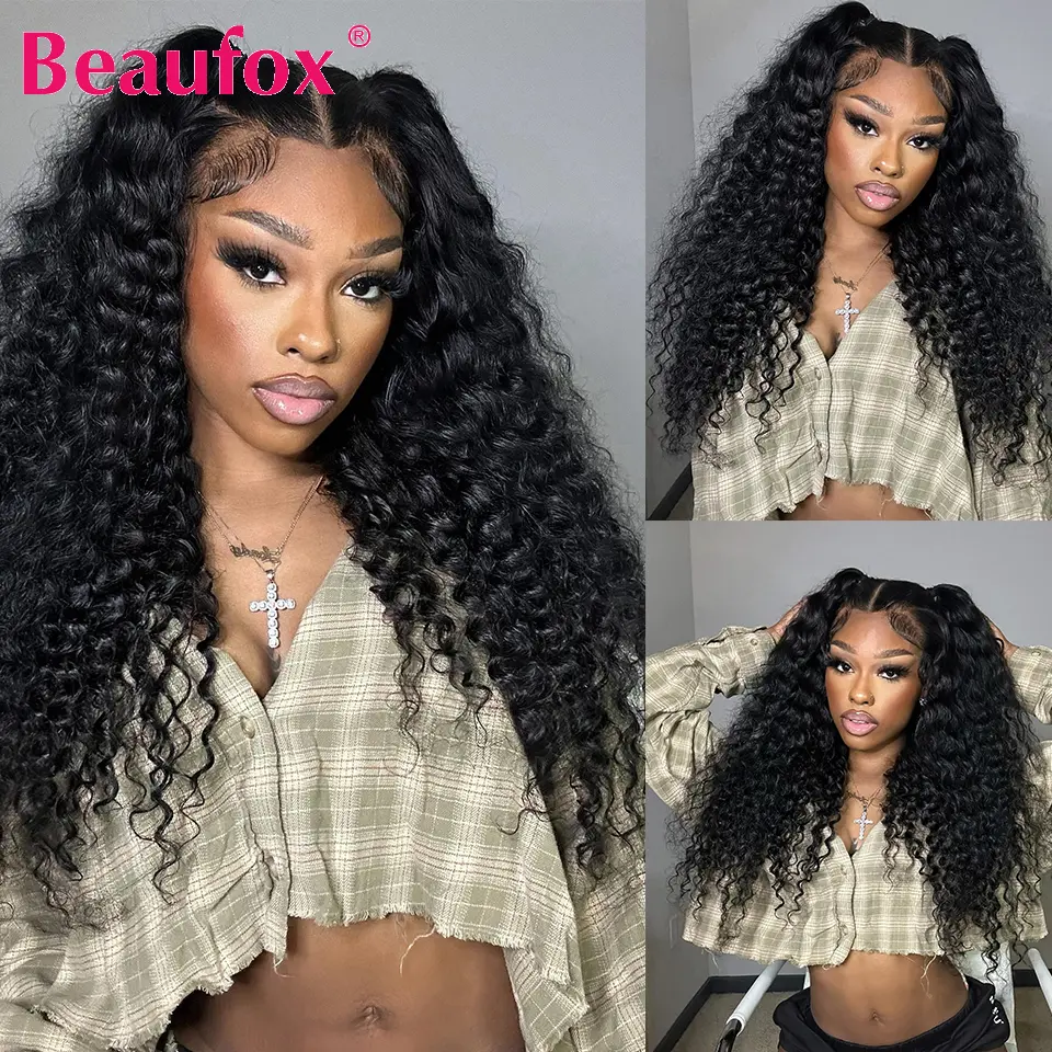 Beaufox deep Wave Bundles Human Hair Brazilian Human Hair 1/3/4 Bundles Curly Human Hair Weave Bundles 30inch Hair Extensions