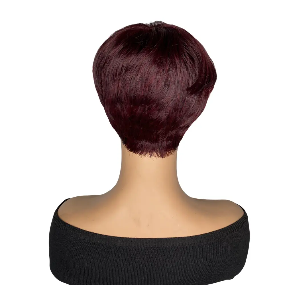 Synthetic Short Black Haircut with Bangs Natural Red and Black Hair Wigs for Black/White Women Wavy Hairstyles