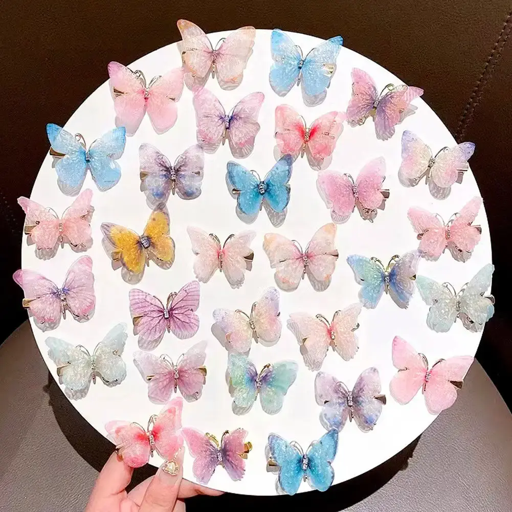 Gllitter Moving Wings Pearl Butterfly Hair Clip for Girls Sweet Decorate Hairpin Kids Lovely Hairgrip Barrettes Hair Accessories