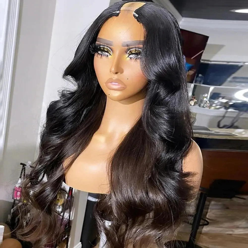 20inch U Part Human Hair Wig Body Wave U Part Wig Brazilian Virgin Human Hair Wig for Black Women