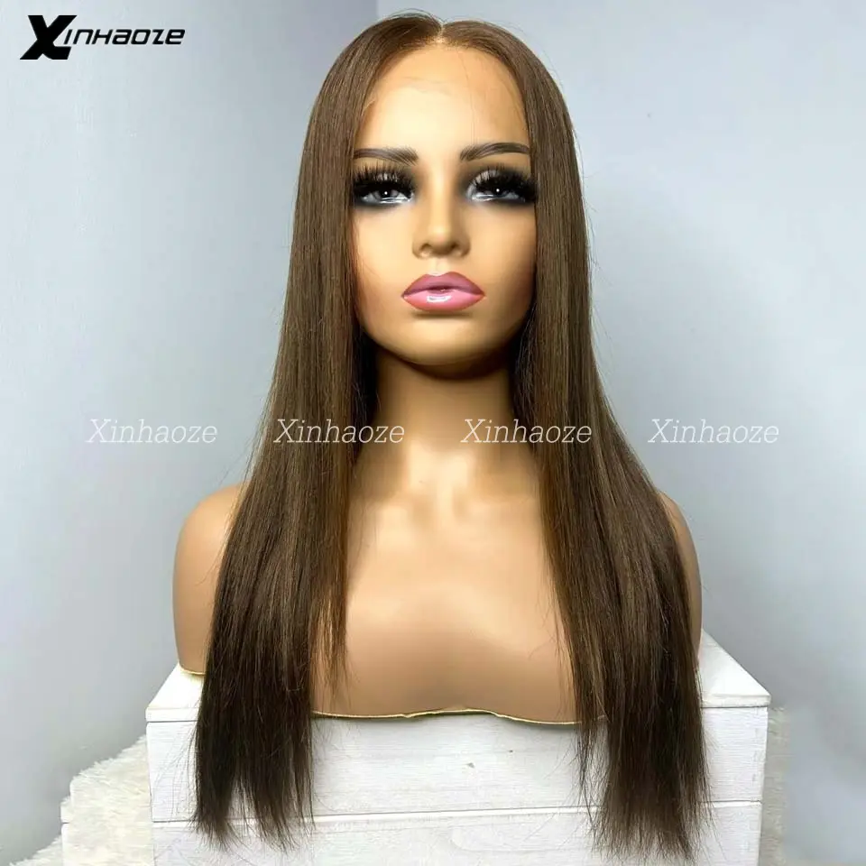 Brown Wigs Straight 13x4 Silk Top Human Hair 26inch With Baby Hair HD Lace 5x5 Silk Base Human Hair Glueless Preplucked Wigs