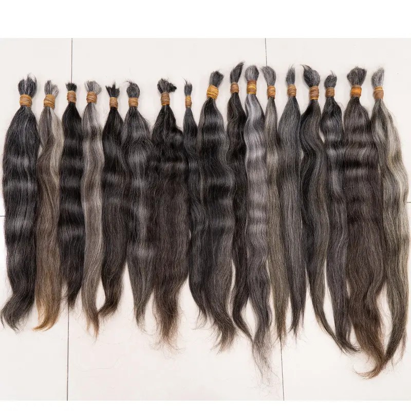 Grey Natural Unprocessed Hair No Weft Raw Virgin Hair Grey Single Donor Hair 100% Vietnamese human hair One Donor hair For women