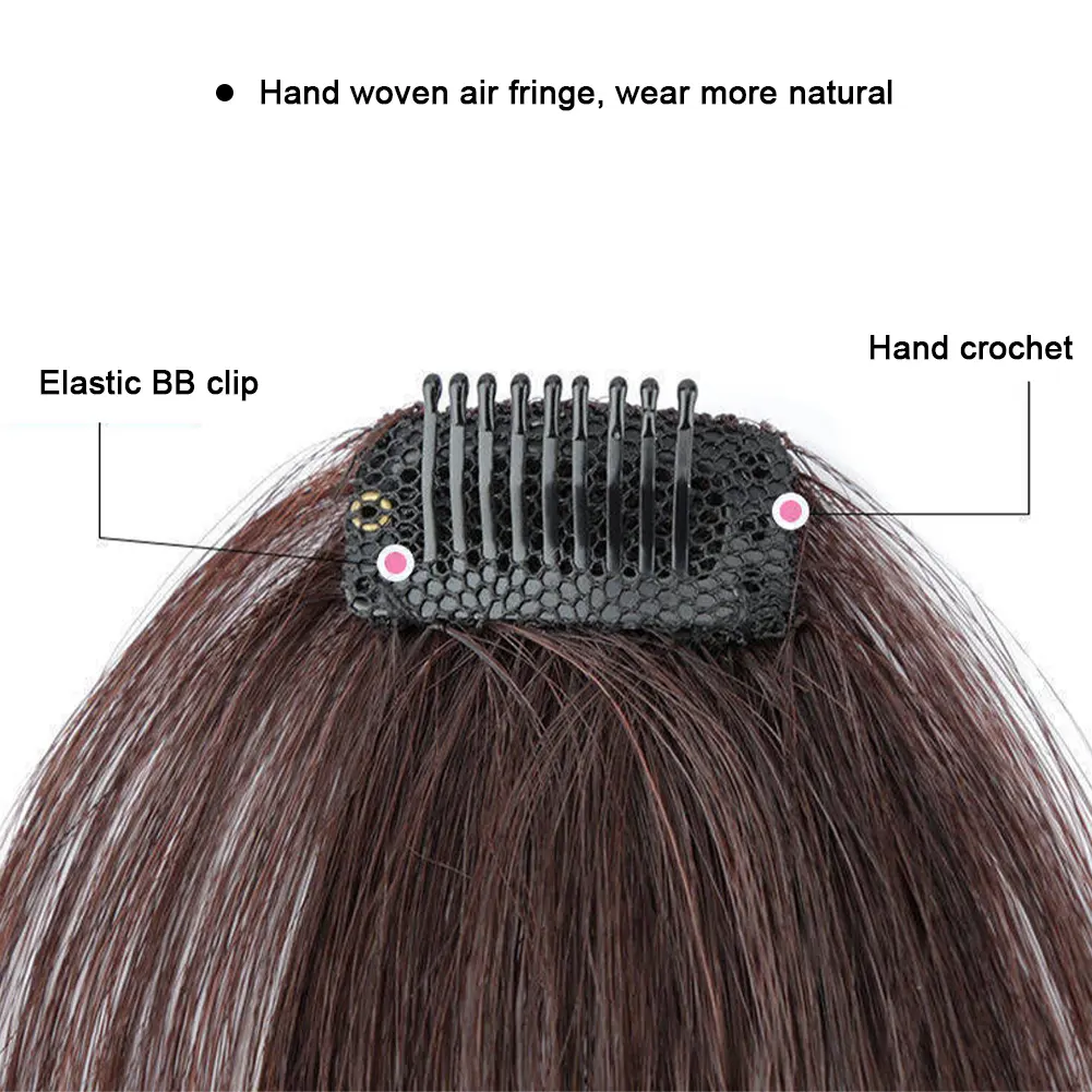 1Pc Synthetic French Style Air Bangs Wig Clip Hairstyle Tool Hair Clip Extension Hair False Tassel Wig Women's Hair Clip Bangs