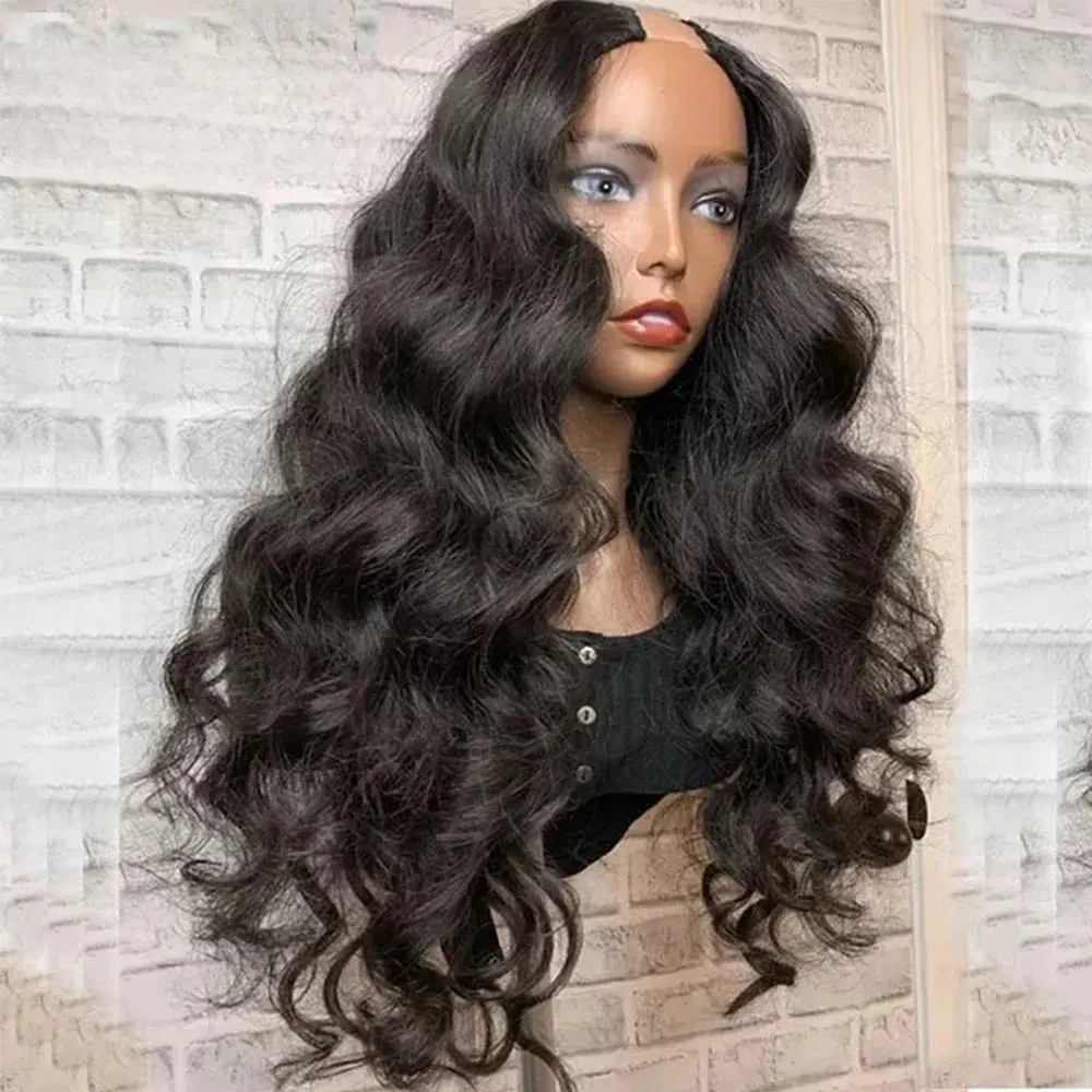 20inch U Part Human Hair Wig Body Wave U Part Wig Brazilian Virgin Human Hair Wig for Black Women