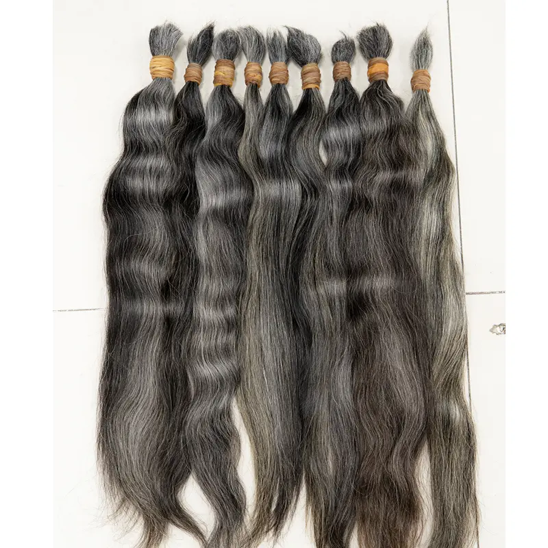 Grey Natural Unprocessed Hair No Weft Raw Virgin Hair Grey Single Donor Hair 100% Vietnamese human hair One Donor hair For women