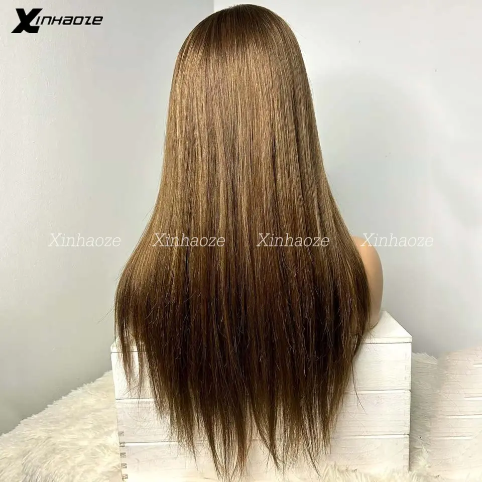 Brown Wigs Straight 13x4 Silk Top Human Hair 26inch With Baby Hair HD Lace 5x5 Silk Base Human Hair Glueless Preplucked Wigs