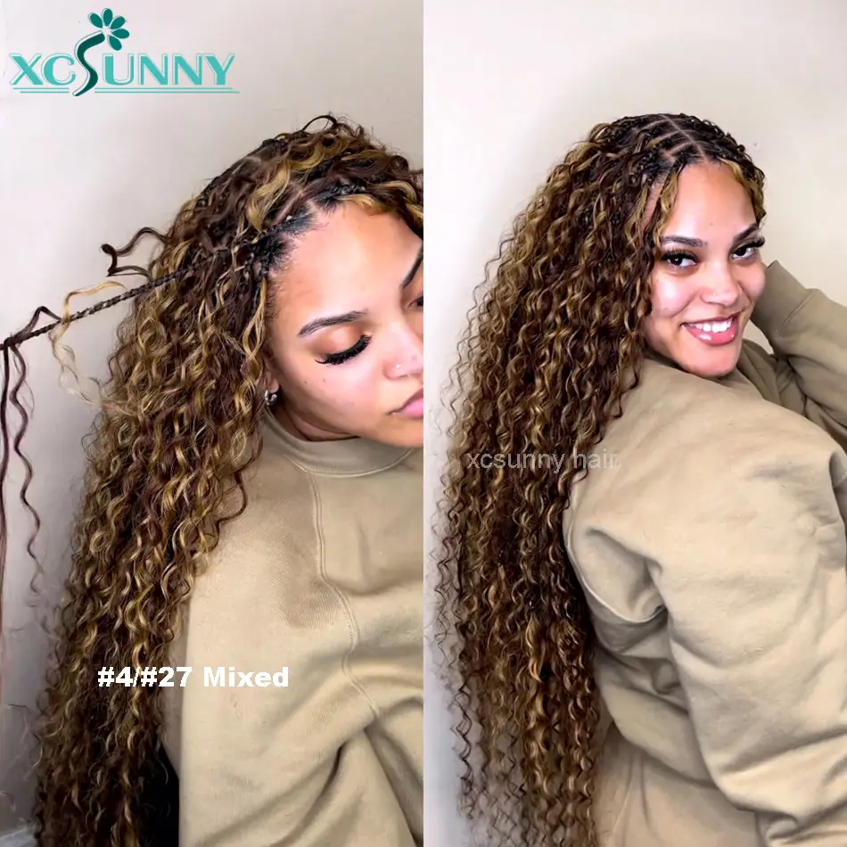 Bulk Human Hair For Braiding Color 30 Blonde Mix Curly No Weft Double Drawn Wholesale Burmese Boho Braids Human Hair Extensions