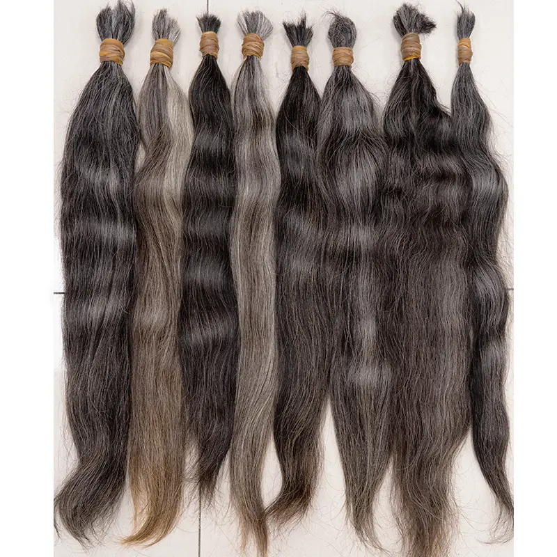 Grey Natural Unprocessed Hair No Weft Raw Virgin Hair Grey Single Donor Hair 100% Vietnamese human hair One Donor hair For women