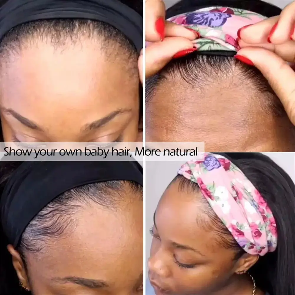 Headband Wigs Synthetic Straight Short Bob Synthetic Wig for Black Women