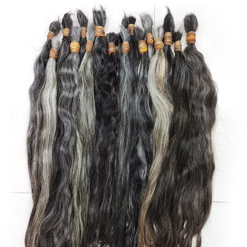 Grey Natural Unprocessed Hair No Weft Raw Virgin Hair Grey Single Donor Hair 100% Vietnamese human hair One Donor hair For women