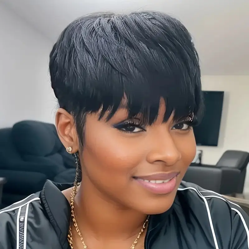 Pixie Cut Wigs for Black Women Short Pixie Cut Human Hair Wigs Short Layered Wigs Full Machine Made Wig