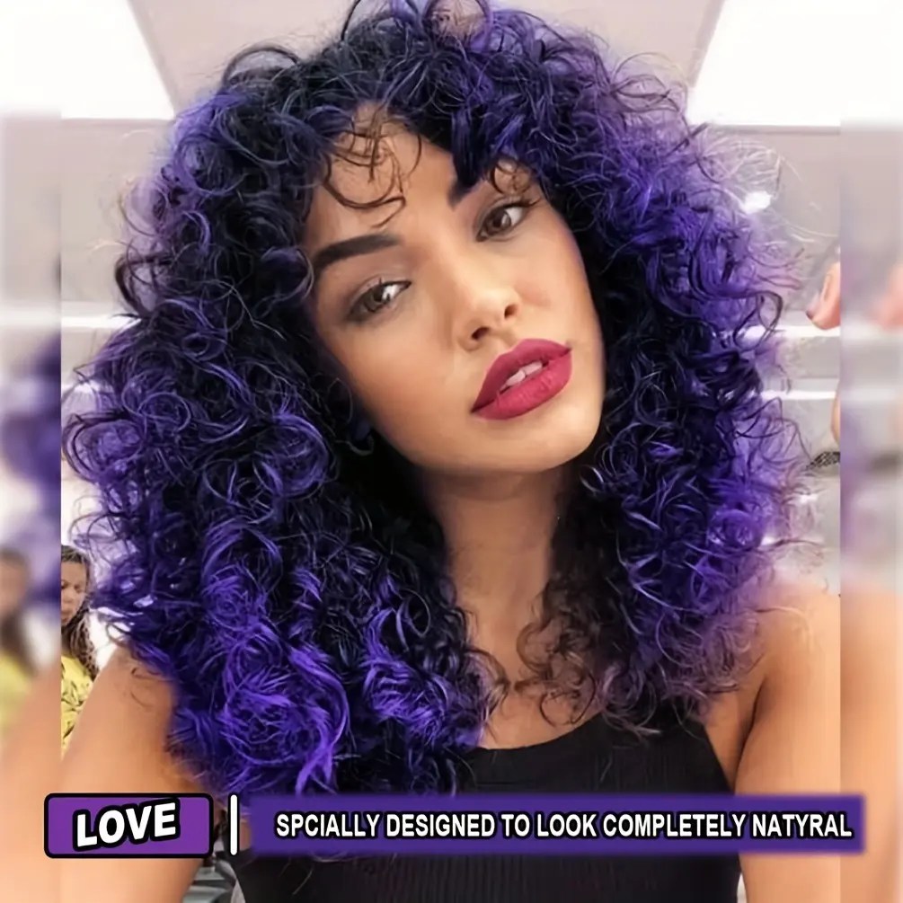 Synthetic Hair Afro Curly Wigs Orange Mixed Brown for Black Women