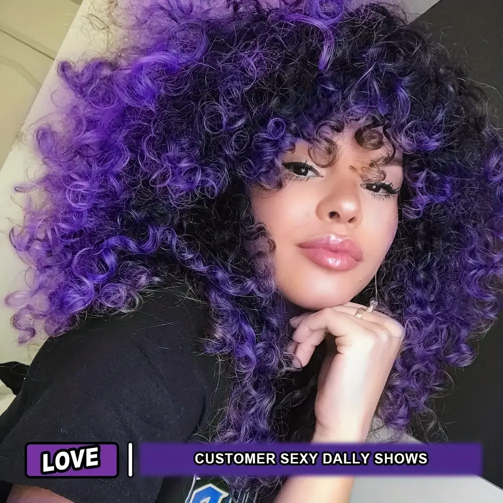 Synthetic Hair Afro Curly Wigs Orange Mixed Brown for Black Women