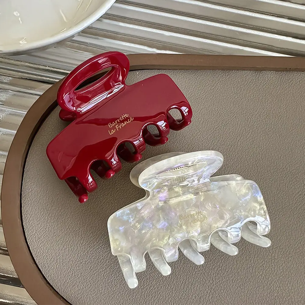 5.5cm Long Acetate Hair Crabs Red Hair Clips for Girls and Women Tie Up Hair Accessories New Korean Fashon Simple Temperamental