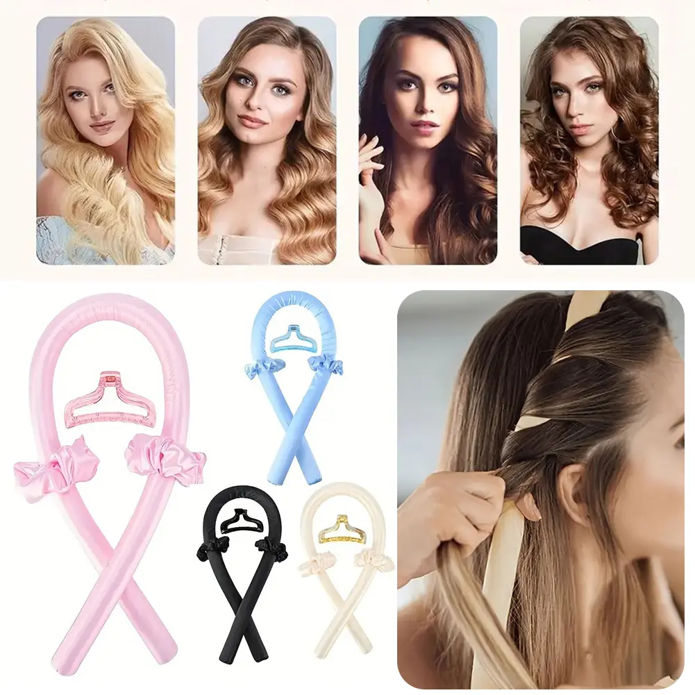 Heatless Curling Rod Headband No Heat Silk Curls Ribbon Hair Rollers Sleeping Soft Headband Lazy Hair Curlers Hair Styling Tools
