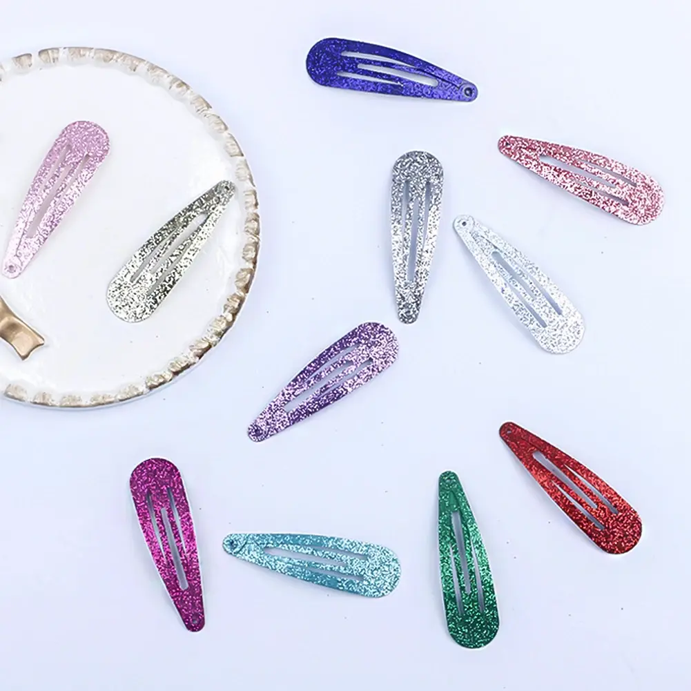 40pcs/lot Fashion Hair Clips Snap Glitter Hairpins Women Hair Barrette Metal Claw Clip Cute Kids Hairgrip Girls Hair Accessories