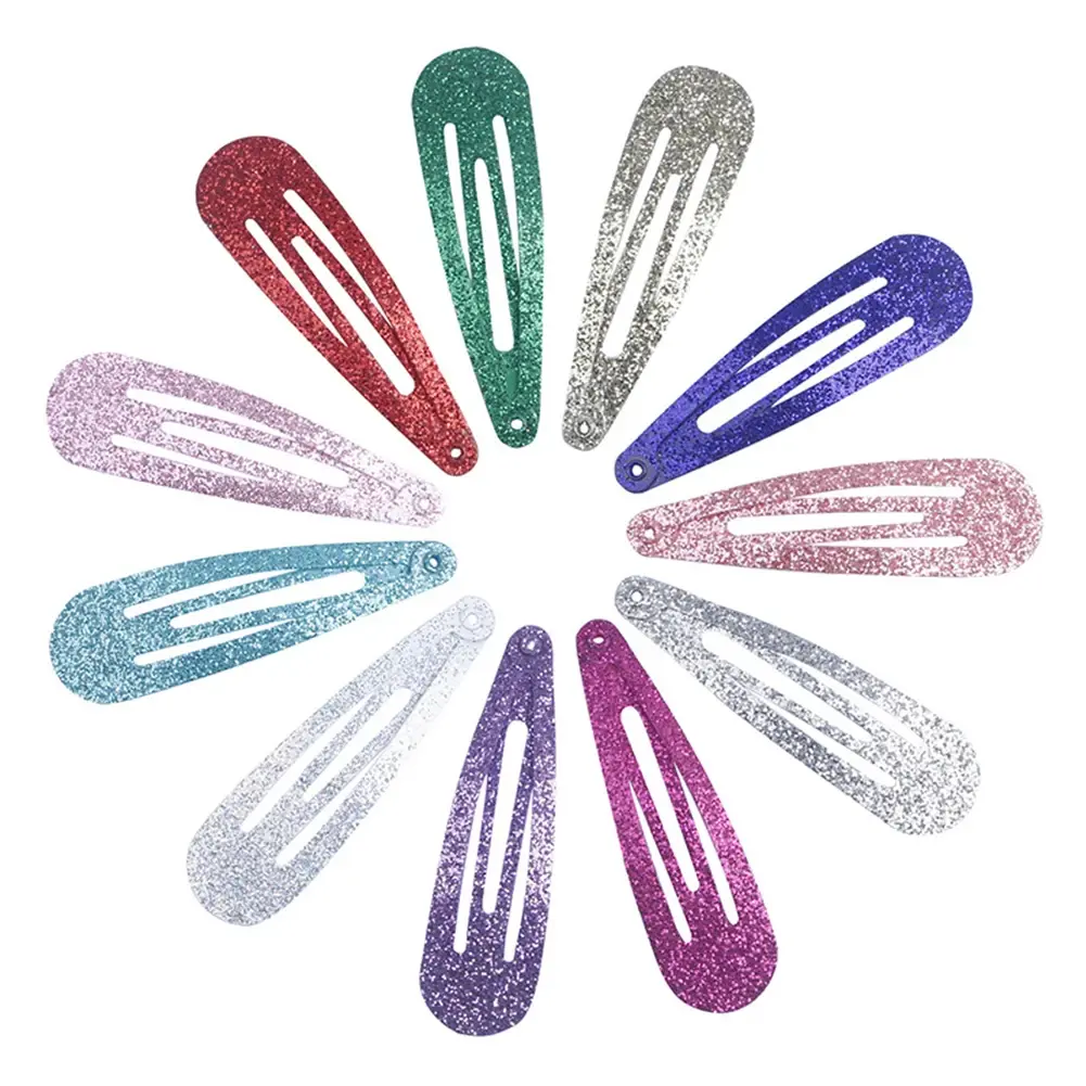 40pcs/lot Fashion Hair Clips Snap Glitter Hairpins Women Hair Barrette Metal Claw Clip Cute Kids Hairgrip Girls Hair Accessories