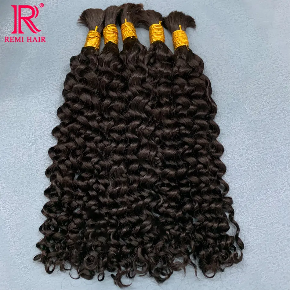 Indian Hair Loose Deep 100% Real Remy Hair Bulks Unprocessed No Weft Curly Human Hair Extensions Weaving Hair for Women Braiding