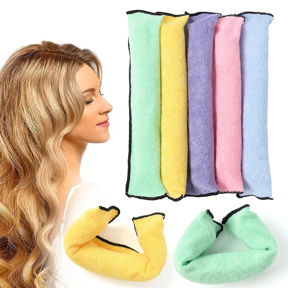 6pcs/set Non Thermal Curling Irons Sponge Iron Wire No Damage To Hair Curling Iron Big Wave Curling Iron Tool Lazy Hair Curler