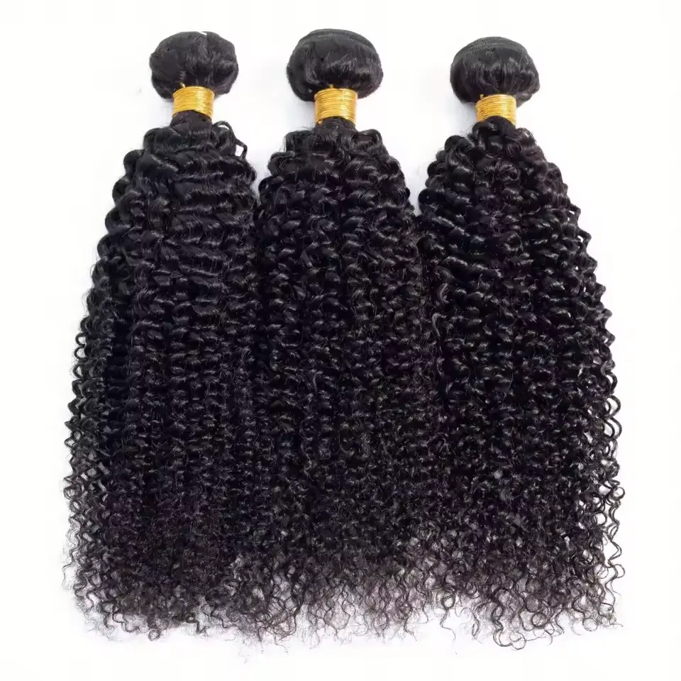 Jerry Curly Bundles Brazilian Remy Human Hair Bundles 1/3/4 Pcs Kinky Curly Human Hair Weaving Extensions Natural Black Color