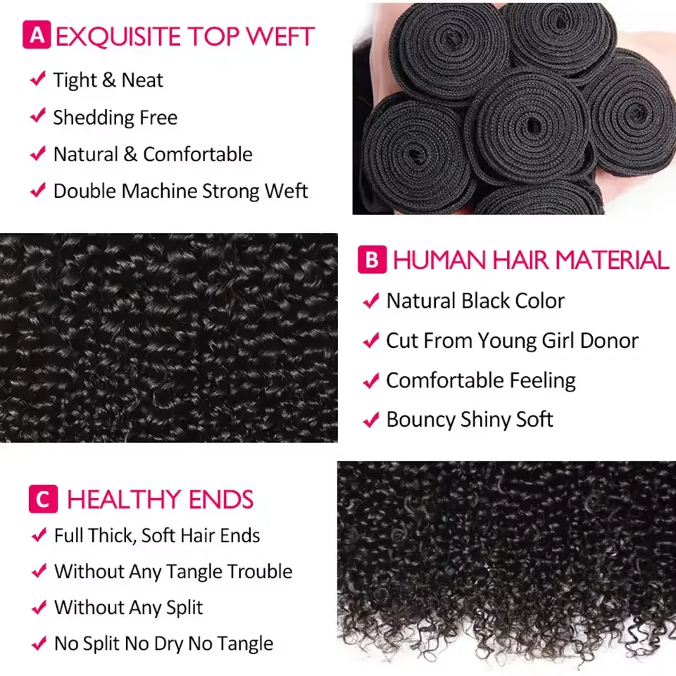 Jerry Curly Bundles Brazilian Remy Human Hair Bundles 1/3/4 Pcs Kinky Curly Human Hair Weaving Extensions Natural Black Color