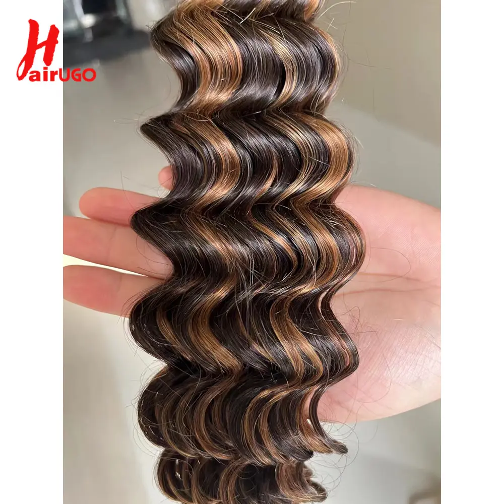 Brazilian Highlight Deep Wave Hair Bundles Remy Hair Ombre P4/27 Deep Wave Human Hair Extensions Wholesale Price Weave HairUGo