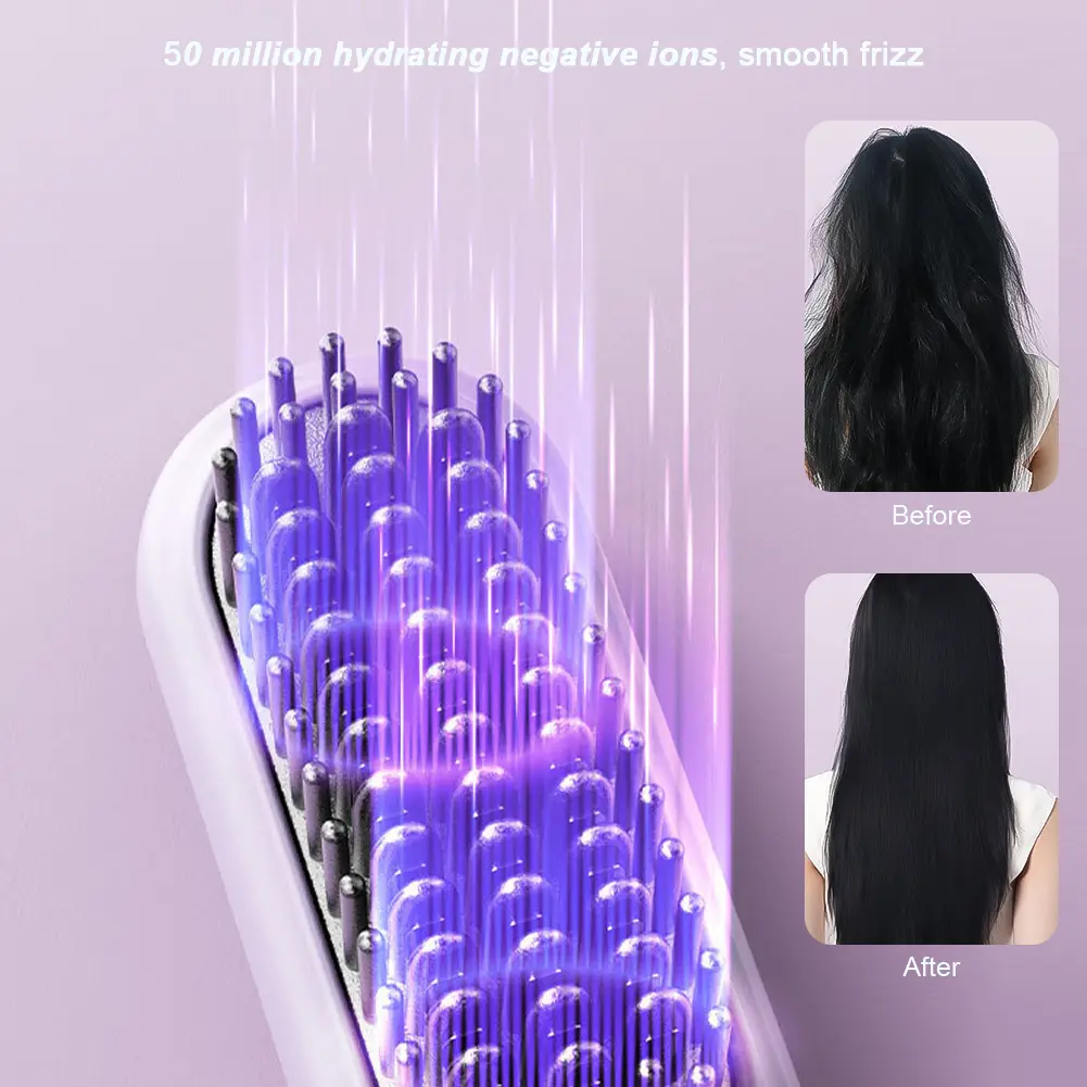 Cordless Beard Straightener for Men Hair Straightener Brush Fast Heated Electric Hair Brushes Multifunctional Wireless Hot Comb