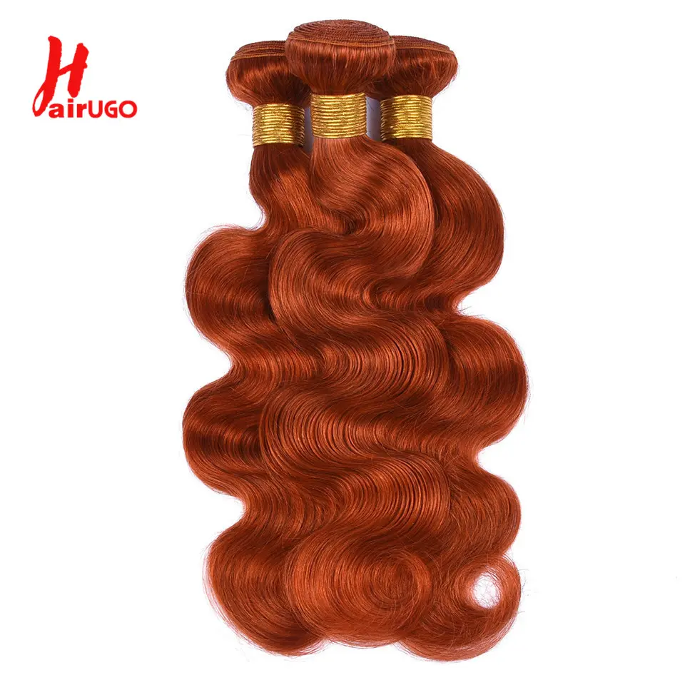 Ginger Orange Kinky Curly Hair Bundles HairUGo Brazilian Remy Hair Colored Kinky Curly Human Hair Extensions Orange Hair Weaving