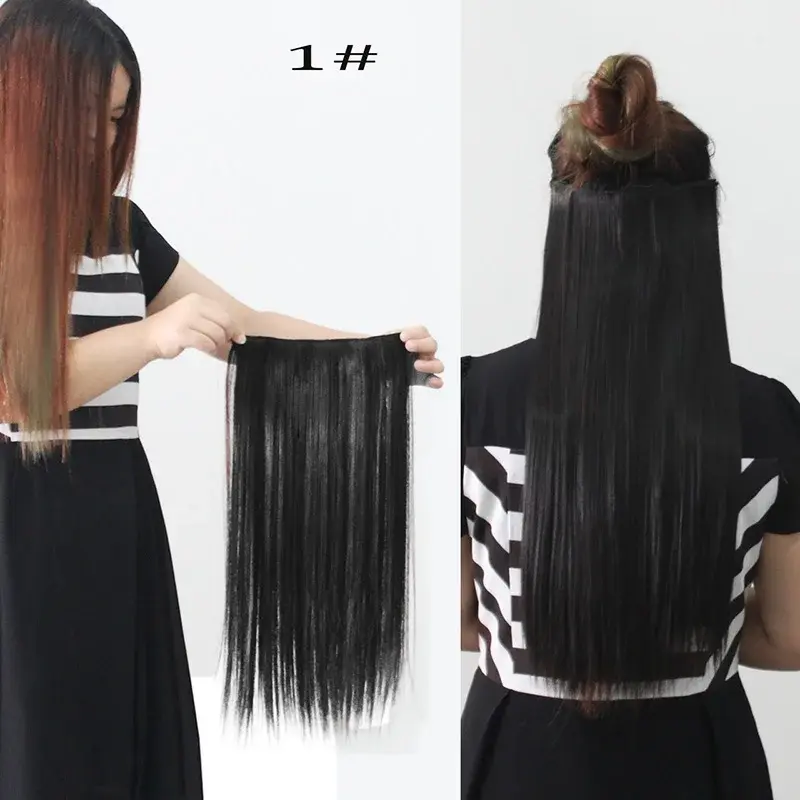 Synthetic 5 Clip In Hair Extensions Long Straight Hairstyle Hairpiece Black Brown Blonde 55CM Natural Fake Hair For Women