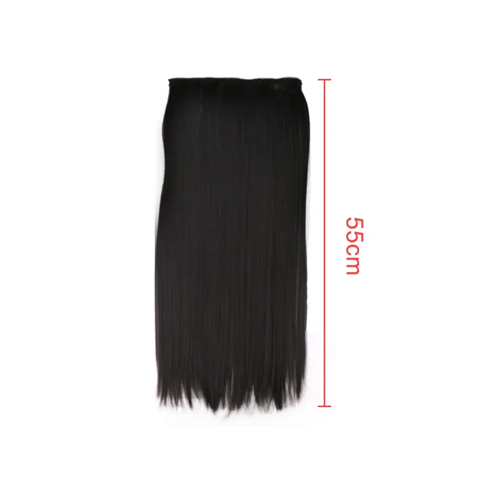 Synthetic 5 Clip In Hair Extensions Long Straight Hairstyle Hairpiece Black Brown Blonde 55CM Natural Fake Hair For Women