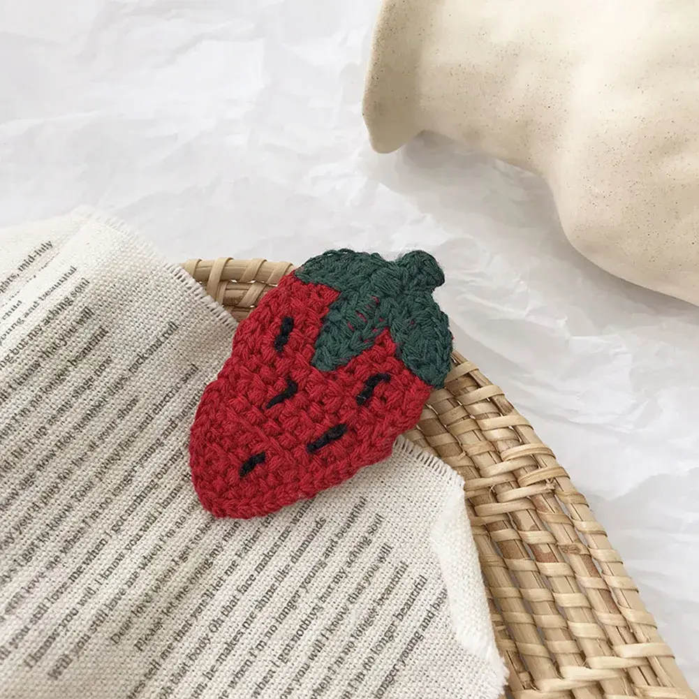 1PCS Cute Fruit Hair Clips Carrot Watermelon Strawberry Barrettes Hairpins Kawaii for Girls Women Knitted Patterns Headwear