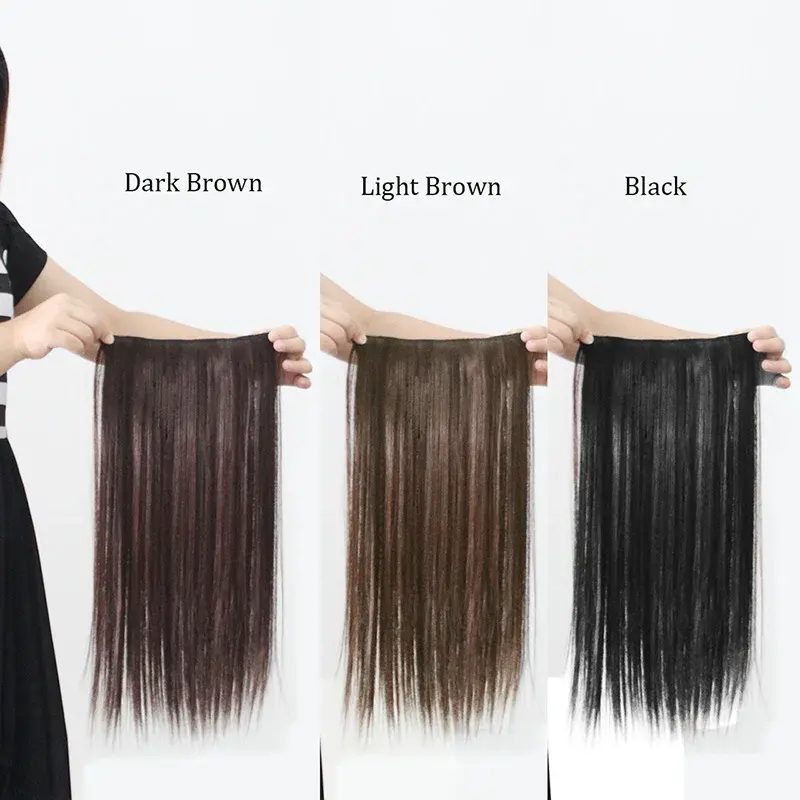 Synthetic 5 Clip In Hair Extensions Long Straight Hairstyle Hairpiece Black Brown Blonde 55CM Natural Fake Hair For Women