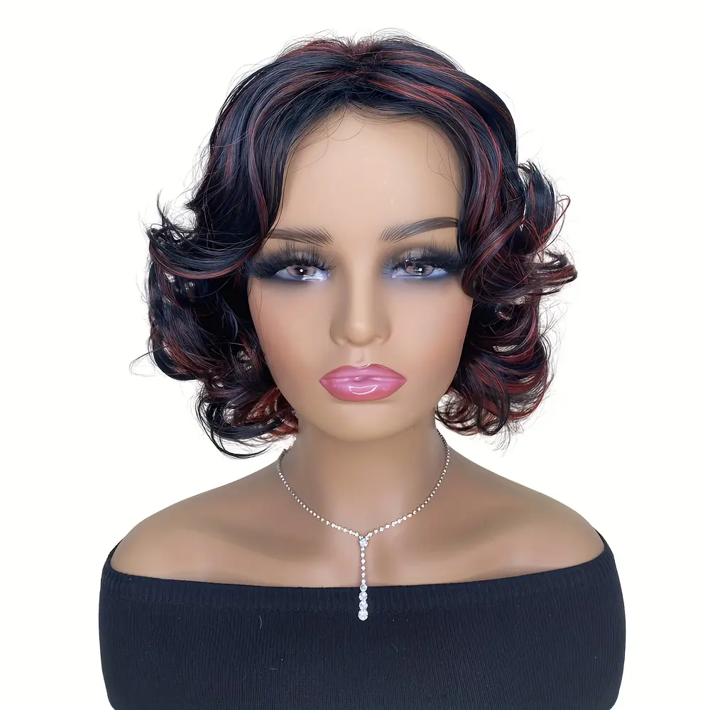 Short Wavy Curly Wig Synthetic Hair Full Wig  For Women's Daily use